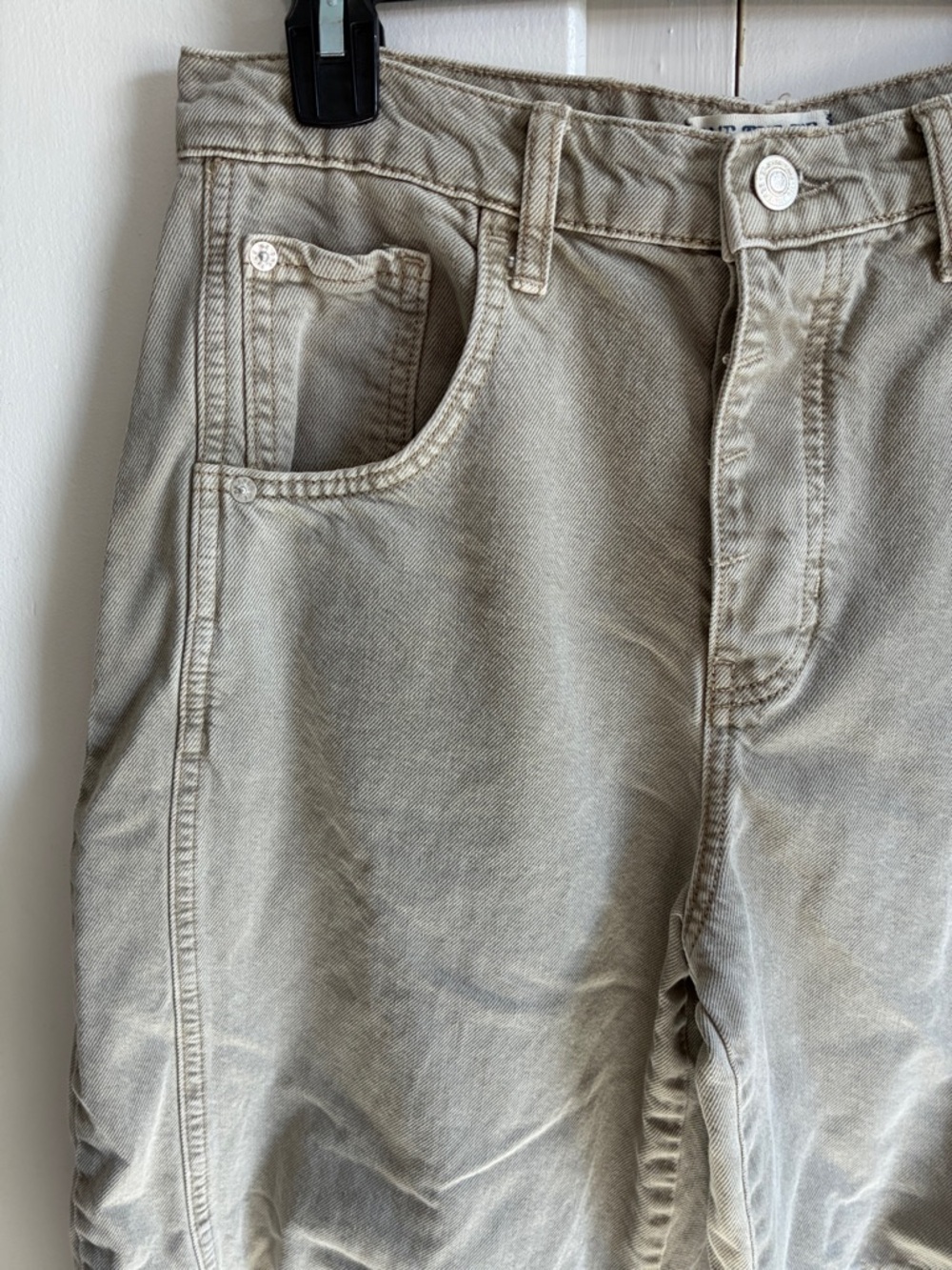 Free People We The Free Taupe Good Luck Mid Rise Barrel Jeans - Picture 6 of 14